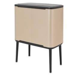Brabantia Bo Touch 1003216 Trash Can, 3x11 L, Smooth and Silent Opening, Large Opening, Metallic Gold