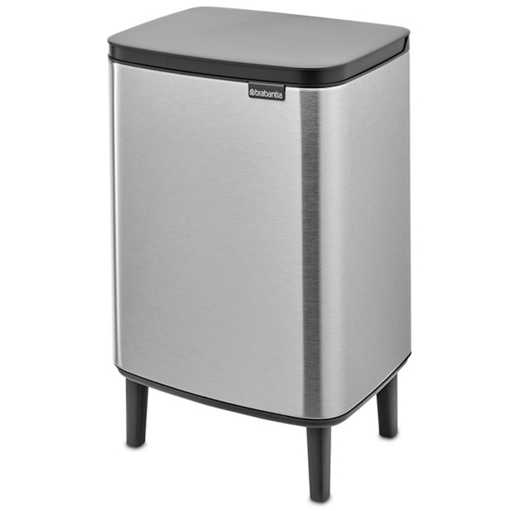 Кош за боклук Brabantia Bo Small Hi 1006650, 12 л, Плавно и безшумно отваряне, Противоплъзгаща основа, Устойчив на пръстови отпечатъци, Инокс/Мат