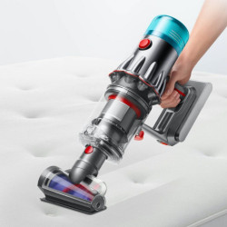 Κάθετη ηλεκτρική σκούπα Dyson V12 Origin, 130W, 150AW, 0,35 λίτρα, 3 λειτουργίες, 60 λεπτά αυτονομία, LCD, Ασημί/τυρκουάζ