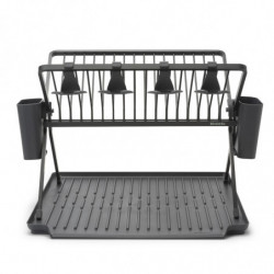 Brabantia SinkSide 1004151 Foldable Dish Rack, Utensil Holder, Rust-Resistant, Dark Gray