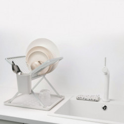 Brabantia SinkSide 1004154 Foldable Dish Rack, Utensil Holder, Rust-Resistant, Light Gray