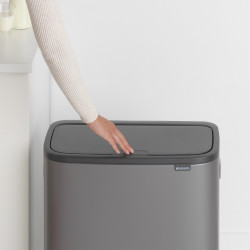 Brabantia Bo Touch 1001276 Trash Can, 60 L, Smooth and Silent Opening, Large Opening, Bronze