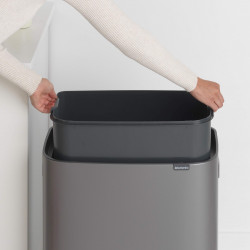 Brabantia Bo Touch 1001276 Trash Can, 60 L, Smooth and Silent Opening, Large Opening, Bronze