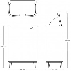 Cos pentru gunoi Brabantia Bo Touch Hi 1001260, 60 L, Inaltat, Deschidere lina si silentioasa, Negru mat