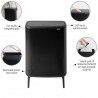 Brabantia Bo Touch Hi 1001260 Trash Can, 60 L, Raised, Smooth and Silent Opening, Matte Black