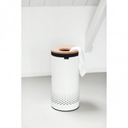Brabantia Laundry Basket 90300239, 35 L, Cork Lid, Fill Without Opening, Ventilation Holes, White
