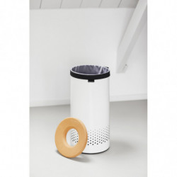 Кош за пране Brabantia 90300239, 35 л, Корков капак, Пълнене без отваряне, Вентилационни отвори, Бял