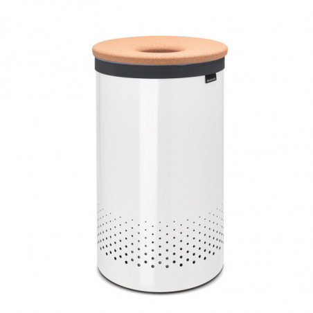 Кош за пране Brabantia 90300241, 60 л, Корков капак, Пълнене без отваряне, Вентилационни отвори, Бял
