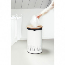 Cos de rufe Brabantia 90300241, 60 L, Capac din pluta, Umplere fara deschidere, Gauri ventilatie, Alb