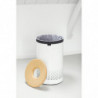 Cos de rufe Brabantia 90300241, 60 L, Capac din pluta, Umplere fara deschidere, Gauri ventilatie, Alb