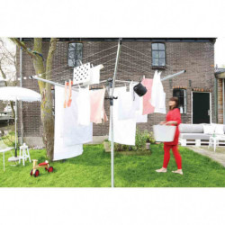 Εξωτερική απλώστρα Brabantia Lift-O-Matic Advance 90300253, 50 μ., Ρυθμιζόμενο ύψος, Βάση για στερέωση στο τσιμέντο, Θήκη, Τσάντα με μανταλάκια, Ανθεκτική στη διάβρωση, Ανοξείδωτο