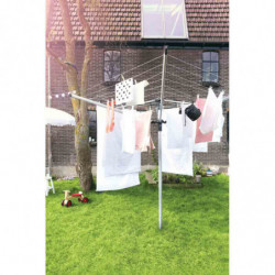 Εξωτερική απλώστρα Brabantia Lift-O-Matic Advance 90300253, 50 μ., Ρυθμιζόμενο ύψος, Βάση για στερέωση στο τσιμέντο, Θήκη, Τσάντα με μανταλάκια, Ανθεκτική στη διάβρωση, Ανοξείδωτο