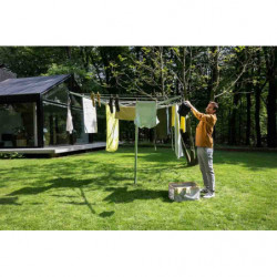 Uscator de rufe pentru exterior Brabantia TopSpinner 90300265, 60 m, Suport metal, Rezistent la coroziune, Inox