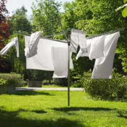 Brabantia Lift-O-Matic Outdoor Clothesline 90300267, 50 m, Height-adjustable, Metal ground stake, Bag with clothespins, Corrosion-resistant, Stainless steel
