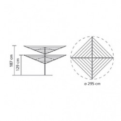 Brabantia Lift-O-Matic για εξωτερικούς χώρους 90300268, 50 m, Ρυθμιζόμενο ύψος, Μεταλλική ακίδα εκσκαφής, Θήκη, Ανθεκτικό στη διάβρωση, Inox