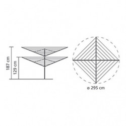Brabantia Lift-O-Matic spațiu exterior 90300269, 60 m, Înălțime reglabilă, Țeapă metalică, Rezistent la coroziune, Inox