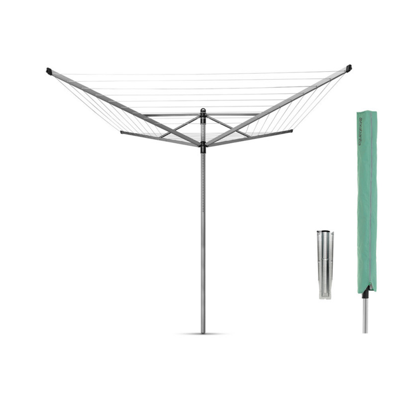 Uscator de rufe pentru exterior Brabantia Lift-O-Matic 90300270, 60 m, Inaltime reglabila, Suport metalic, Husa, Rezistent la coroziune, Inox