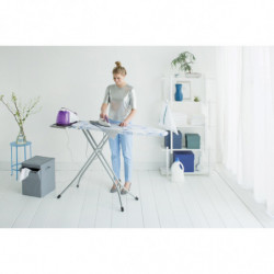 Brabantia B 90300120 Ironing Board, 124x38 cm, 7-position height adjustment, Steam generator holder, PerfectFlow, White/Light Blue