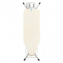 Маса за гладене Brabantia C 124x45cm с компактна поставка за ютия и рафт за дрехи, Ecru