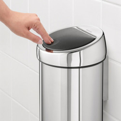 Кош за боклук Brabantia Touch Bin 647210, 3 л, Плавно и безшумно отваряне, Стенен монтаж, Брилянтен инокс