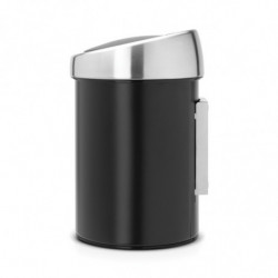Brabantia Touch Bin 647214, 3 L, Smooth and silent opening, Wall-mounted, Black/Stainless Steel
