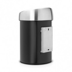 Κάδος Brabantia Touch Bin 647214, 3 L, Ομαλό και αθόρυβο άνοιγμα, Επίτοιχη τοποθέτηση, Μαύρο/inox