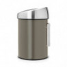 Brabantia Touch Bin 647215, 3 L, Deschidere lină și silențioasă, Montat pe perete, Gri