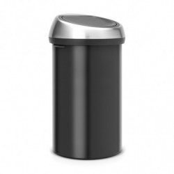 Кош за боклук Brabantia Touch Bin 647251, 60 л, Плавно и безшумно отваряне, Черен/инокс
