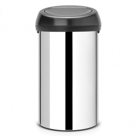 Κάδος BrabantiaTouch 647253, 60 l, Ομαλό και αθόρυβο άνοιγμα, Inox/μαύρο