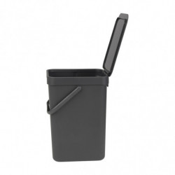 Brabantia Sort&Go 647670 Recycling Bin, 12 L, Handle, Wall-mountable, Dark Gray