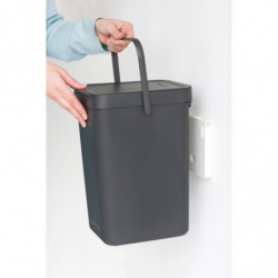 Cos de colectare selectiva Brabantia Sort&Go 647670, 12 L, Maner, Montabil pe perete, Gri inchis