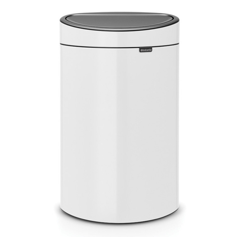 Brabantia Touch Bin New 649729, 40 l, închidere silențioasă și lină, spate plat, alb