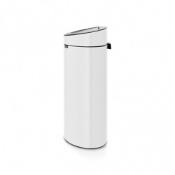 Кош за боклук Brabantia Touch Bin New 649729, 40 л, Безшумно и плавно затваряне, Плосък гръб, Бял