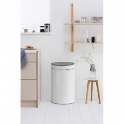 Brabantia Touch Bin New 649729, 40 L, Silent and Smooth Closing, Flat Back, White