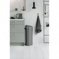 Кош за боклук Brabantia Touch Bin New 649732, 40 л, Безшумно и плавно затваряне, Плосък гръб, Сив