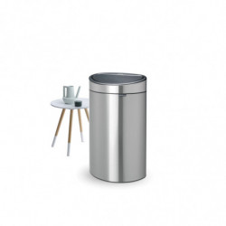 Кош за боклук Brabantia Touch Bin New 649734, 40 л, Безшумно и плавно затваряне, Плосък гръб, Устойчив на пръстови отпечатъци, Инокс/мат