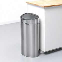 Brabantia Touch Bin New 649734 szemetes, 40 l, Csendes és sima záródás, Lapos hátsó rész, Ujjlenyomat-álló, Rozsdamentes acél/matt