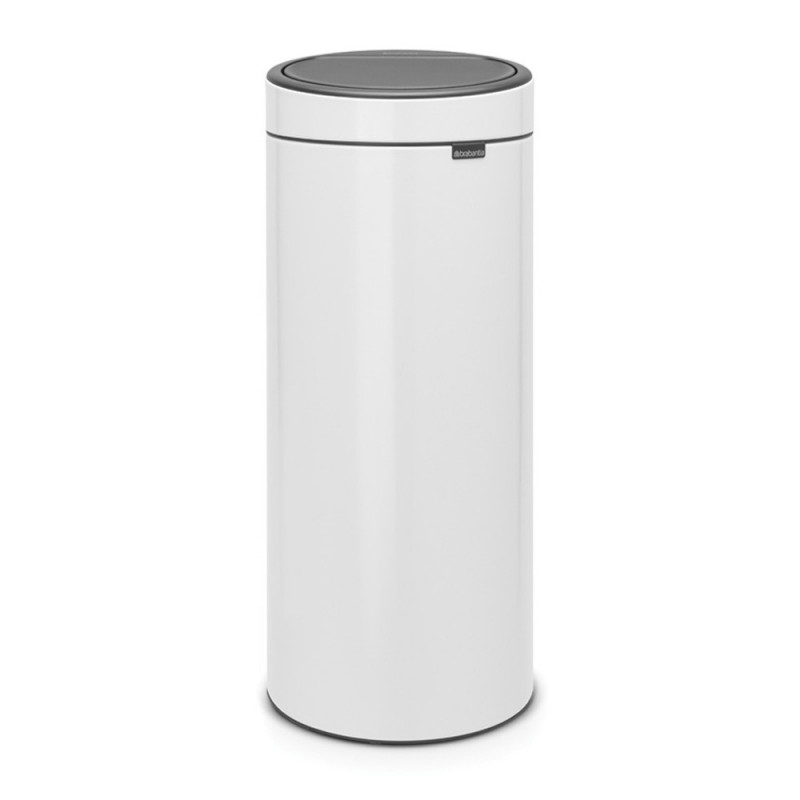 Brabantia Touch Bin New 649999 Trash Can, 30 L, Silent and Smooth Closing, White