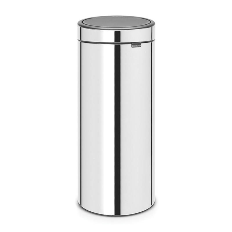 Кош за боклук Brabantia Touch Bin New 650010, 30 л, Безшумно и плавно затваряне, Брилянтен инокс
