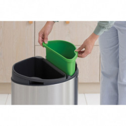 Кош за боклук Brabantia Touch Bin New Recycle 650527, 23+10 л, Безшумно и плавно затваряне, Плосък гръб, Устойчив на пръстови отпечатъци, Инокс/Мат