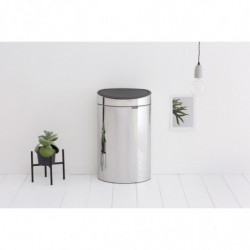 Brabantia Touch Bin New 650531, 40 l, Αθόρυβο και ομαλό κλείσιμο, Επίπεδη πλάτη, Λαμπερό ανοξείδωτο ατσάλι