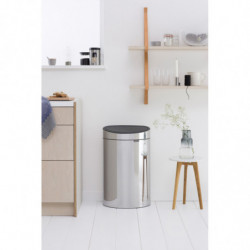 Brabantia Touch Bin New 650531, 40 l, Αθόρυβο και ομαλό κλείσιμο, Επίπεδη πλάτη, Λαμπερό ανοξείδωτο ατσάλι