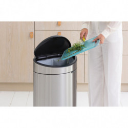 Brabantia Touch Bin New 650532 Trash Can, 40 L, Silent and Smooth Closing, Flat Back, Stainless Steel/Matte