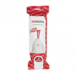 Торбички за кош Brabantia PerfectFit NewIcon/Bo 650537, Размер J, 20-25 л, 20 броя, Бял