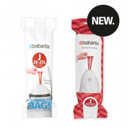 Торбички за кош Brabantia PerfectFit NewIcon/Bo 650537, Размер J, 20-25 л, 20 броя, Бял