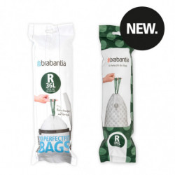 Brabantia Bo Touch/Bo Pedal Trash Bag 650538, Size R, 36 L, 10-Pack, White