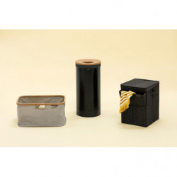 Кош за пране Brabantia 1000825, 35 л, Корков капак, Пълнене без отваряне, Вентилационни отвори, Черен