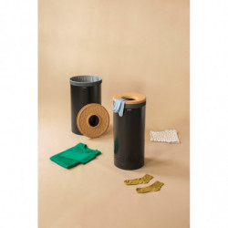 Cos de rufe Brabantia 1000826, 60 L, Capac din pluta, Umplere fara deschidere, Gauri ventilatie, Negru