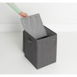 Brabantia Κιβώτιο πλυντηρίου ρούχων 1000828, 35 l, Άνοιγμα μπροστά, Ευρύ καπάκι, Πτυσσόμενο, Μαύρο