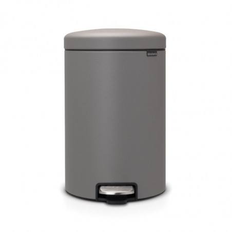 Кош за боклук с педал Brabantia NewIcon 1001091, 20 л, Плавно затваряне, Противоплъзгаща основа, Минерално покритие, Сив